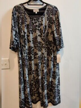 Floral Midi Dress - Black & Grey
